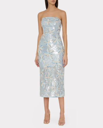 Robe Floral Embroidery Sequin