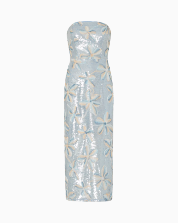 Robe Floral Embroidery Sequin