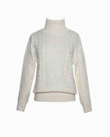 Pull Col Roulé Blanc
